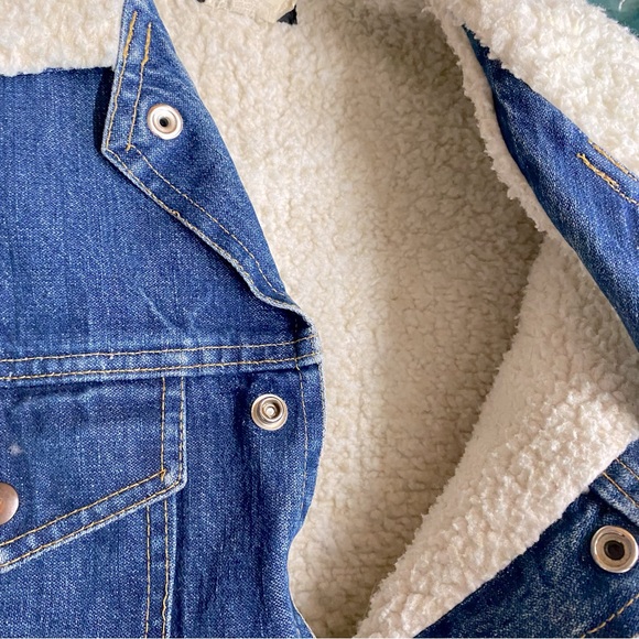 Vintage Olympic Med Wash Blue Denim Sherpa Lined Jean Jacket M - Picture 8 of 16